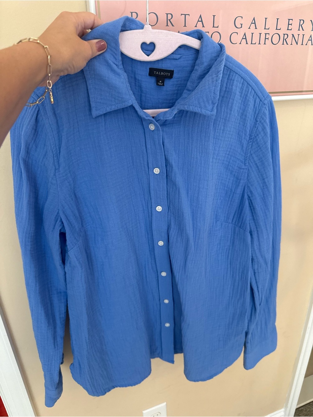 Talbots Gauze Button-Down cotton Shirt blue size M